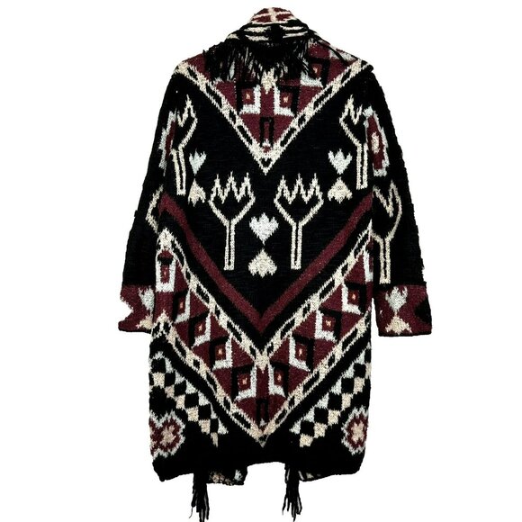 Anthropologie Cardigan Sweater Size XS/S Aztec Soutwestern Fringe Western Boho - Picture 2 of 4